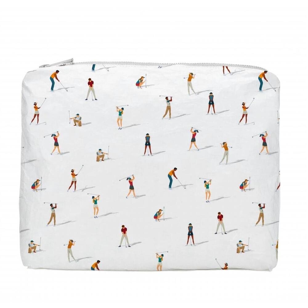 NEW HI LOVE TRAVEL women's zipper pouch in golfers on the green